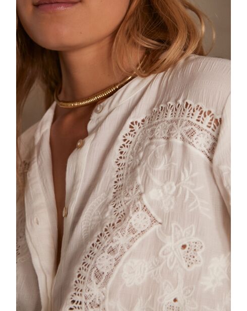 Bali Bl ecrufarbene Stickbluse