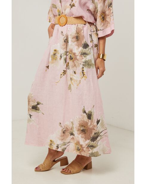 Jupe Calista 100% Lin rose