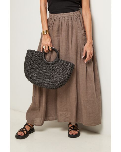 Jupe Tessy 100% Lin taupe