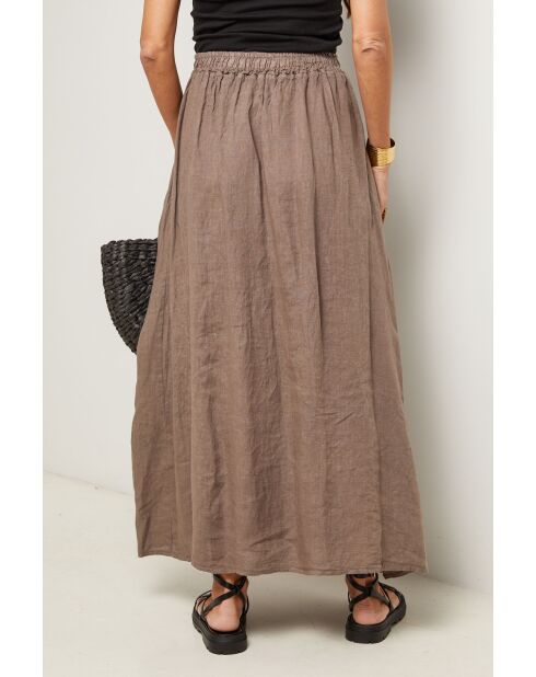 Jupe Tessy 100% Lin taupe
