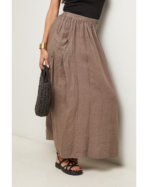 Jupe Tessy 100% Lin taupe