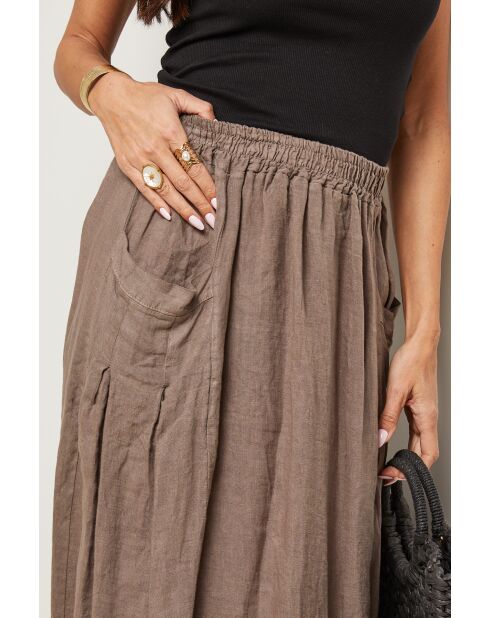 Jupe Tessy 100% Lin taupe
