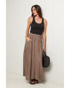 Jupe Tessy 100% Lin taupe