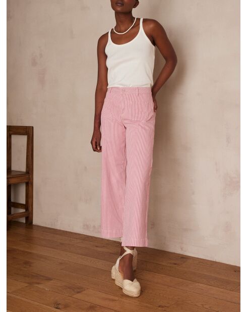Pantalón Lea Cropped con rayas de frambuesa