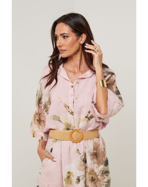 Chemise Adélia 100% Lin rose