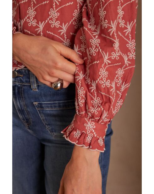 Blusa bordada Paulette Bl Coral