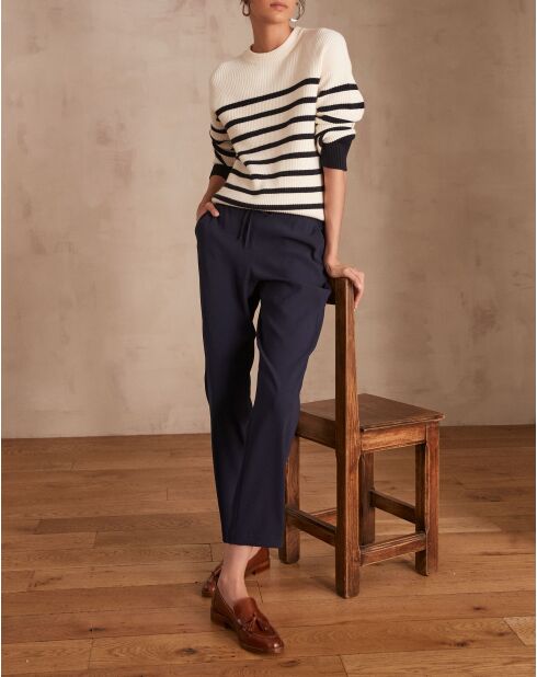 Ferdinand P Crepe marineblaue Hose