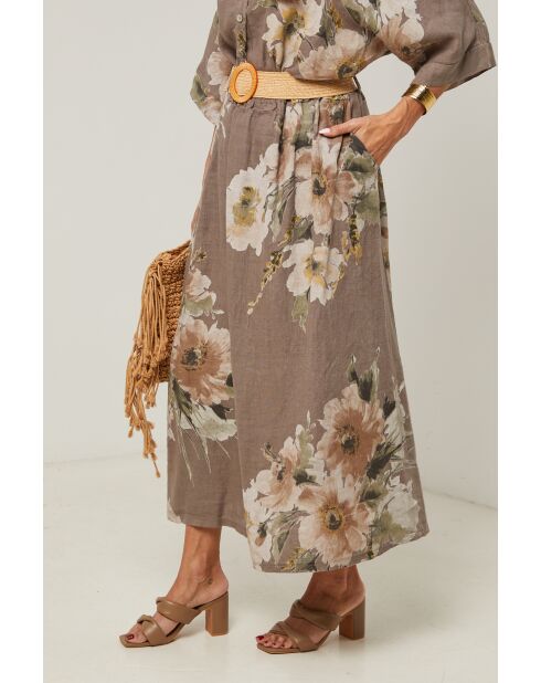 Jupe Calista 100% Lin taupe