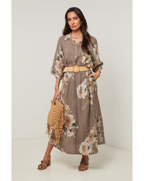 Jupe Calista 100% Lin taupe