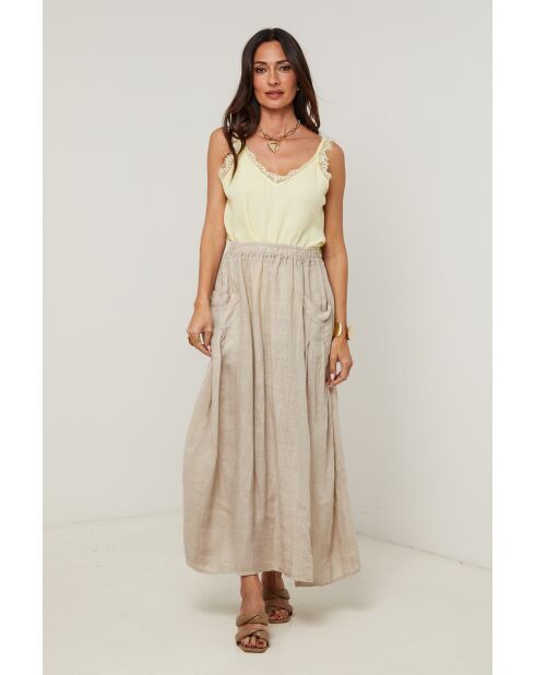 Jupe Tessy 100% Lin beige