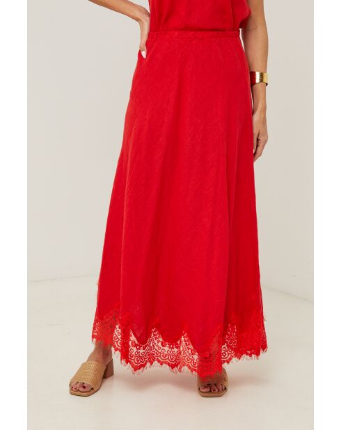 Jupe Mirella 100% Lin rouge