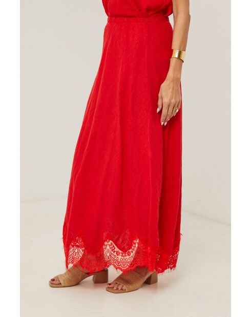 Jupe Mirella 100% Lin rouge