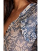 Pio Bl Imp Light Indigo blouse met bloemen