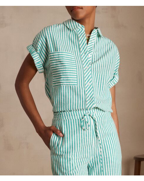 Phoenix Bl blouse met Engelse groene strepen