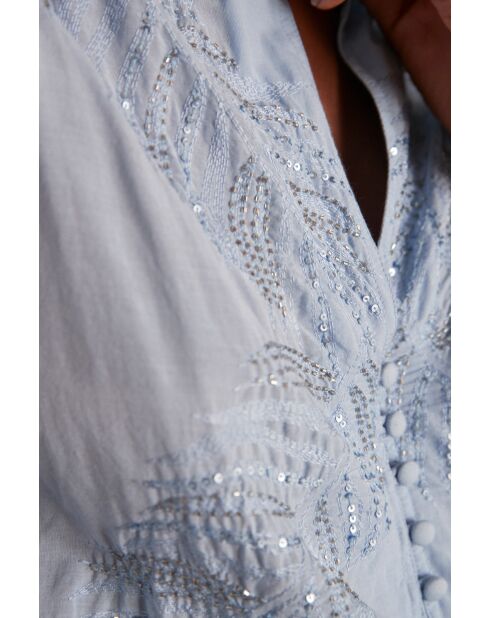 Blusa Bettina Bl Sequin celeste