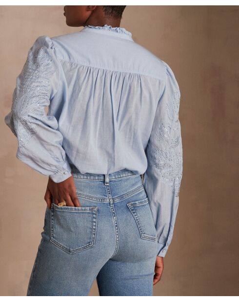 Blusa Bettina Bl Sequin celeste