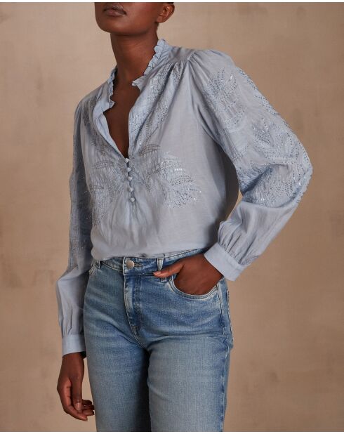 Blusa Bettina Bl Sequin celeste