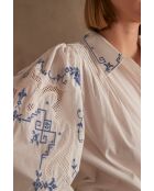 Clementine Bl ecrufarbene Stickbluse