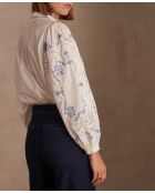 Clementine Bl ecrufarbene Stickbluse