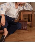 Clementine Bl ecrufarbene Stickbluse