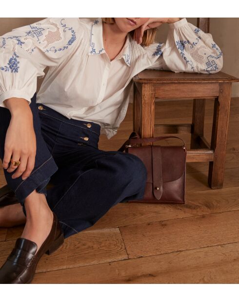 Clementine Bl ecrufarbene Stickbluse