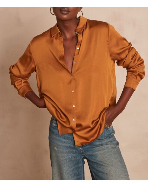 Blusa de satén ocre Carla Ch