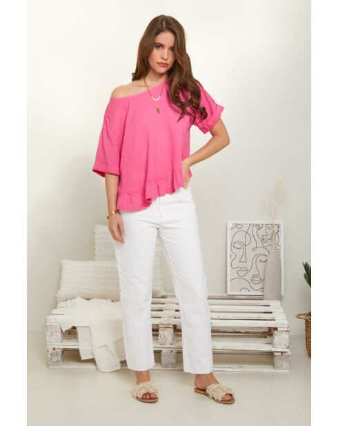 Top Camélia 100% Lin fuschia