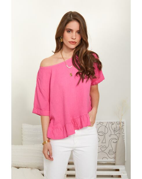Top Camélia 100% Lin fuschia
