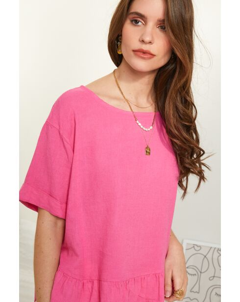 Top Camélia 100% Lin fuschia
