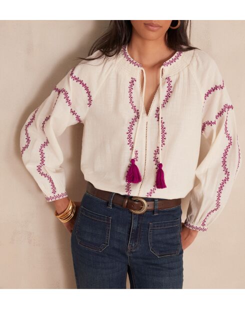 Ecrufarbene Bluse mit Stickerei Sully Bl