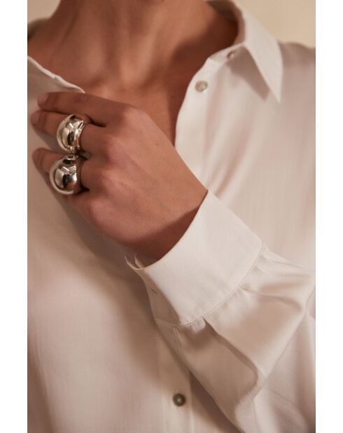 Carla CH ecrufarbene Satinbluse