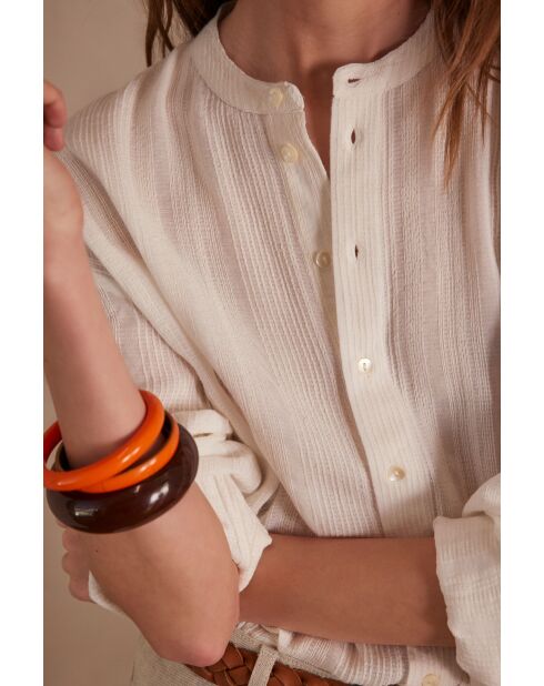 Jack/Ice Bl ecrufarbene Jacquardbluse