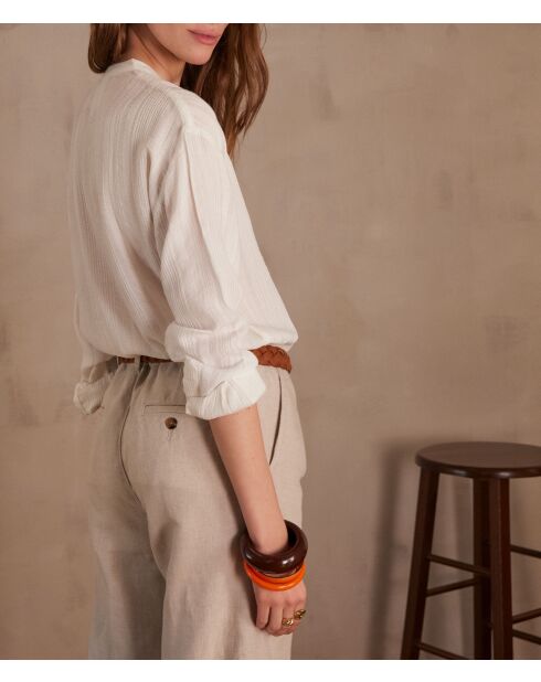 Jack/Ice Bl ecrufarbene Jacquardbluse