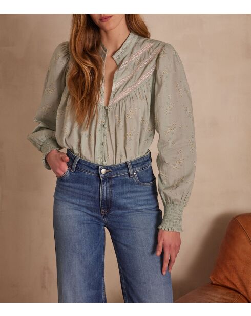 Bl Poetry Bluse mit mintfarbenem Blumendruck