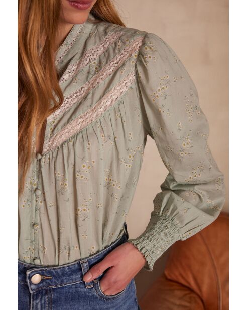 Bl Poetry Bluse mit mintfarbenem Blumendruck