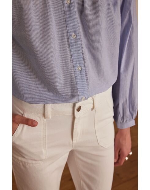 Providence Bl Himmelblaue bestickte Bluse