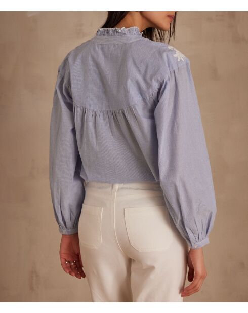 Providence Bl Himmelblaue bestickte Bluse