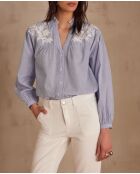 Providence Bl Himmelblaue bestickte Bluse