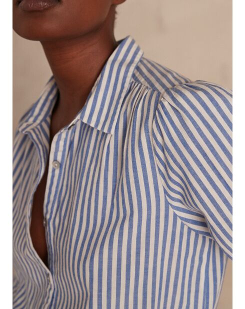 Cathia Bl Mittelblaue Streifenbluse