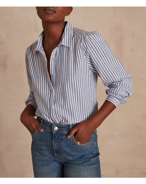 Cathia Bl Mittelblaue Streifenbluse