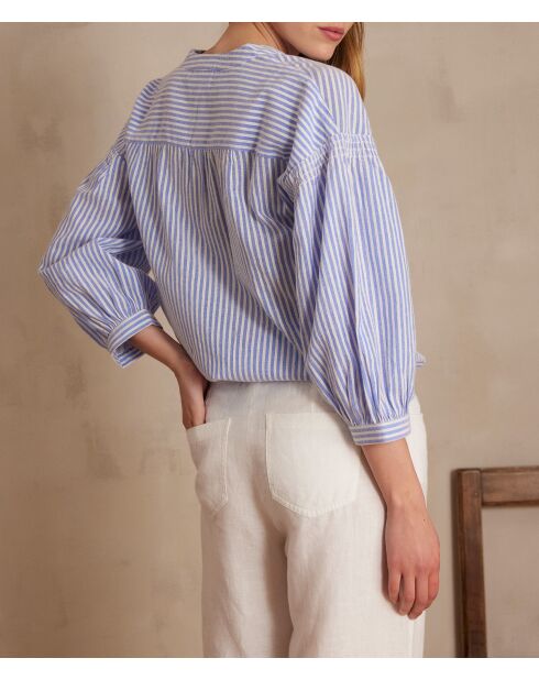 Prague Bl Blaue Streifenbluse