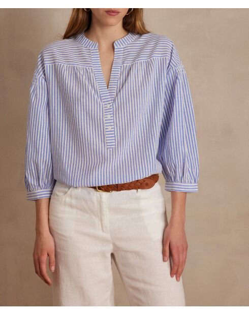 Prague Bl Blaue Streifenbluse