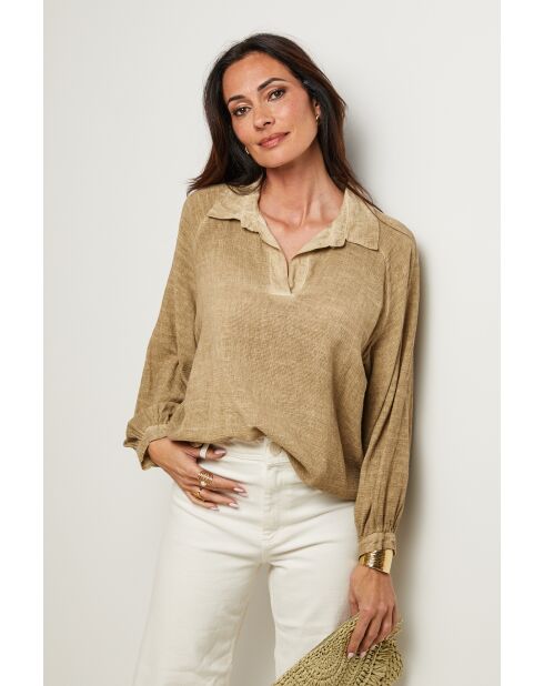Top Yolina 100% Coton camel