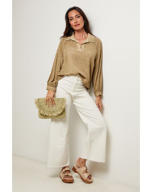 Top Yolina 100% Coton camel