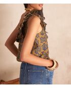 Pitt Bl Bluse mit olivfarbenem Aufdruck