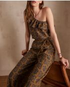 Pitt Bl Bluse mit olivfarbenem Aufdruck