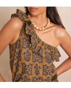 Pitt Bl Bluse mit olivfarbenem Aufdruck