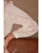 Pernelle Bl Embroidery crèmekleurige blouse