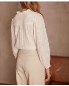 Pernelle Bl Embroidery crèmekleurige blouse