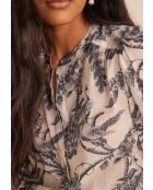 Blauwe saffierblouse met blauwe Jouy canvasprint